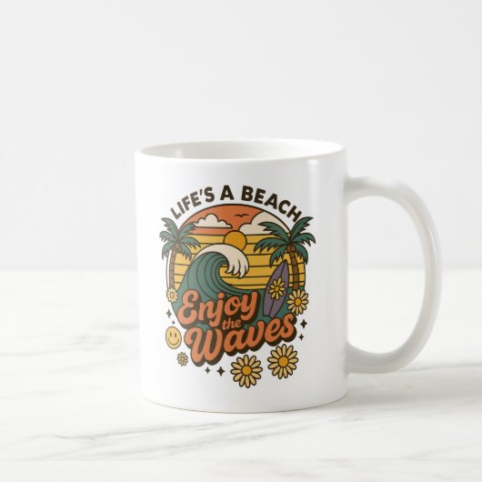Enjoy the Waves – Vibrant Beach Life Mug Koffiemok (Rechts)