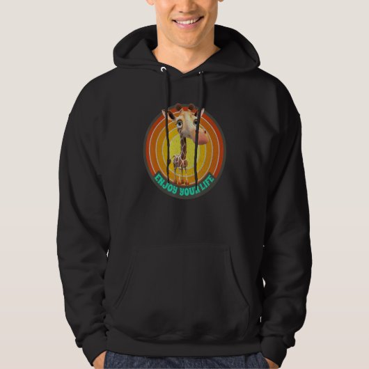 Enjoy Your Life Cute Giraffes Motivational Giraffe Hoodie (Voorkant)