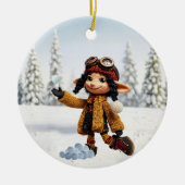 Enjoying A Snow Day Keramisch Ornament (Voorkant)