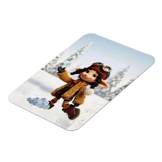 Enjoying A Snow Day Magneet (Linkerzijde)