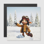 Enjoying A Snow Day Magnetic Card (Voorkant / Achterkant)