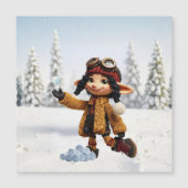Enjoying A Snow Day Magnetic Card (Voorkant)