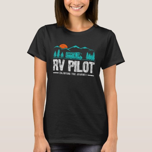 Enjoying The Journey RV Pilot Camp Couple Camping T-shirt (Voorkant)