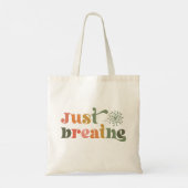 Enkel ademhaling moderne Typografie Dandelion Bloe Tote Bag (Achterkant)