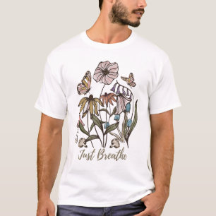 Enkel ademhaling-Wilde bloem-Yoga-Natuur-Cute T-shirt