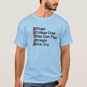 Enkel, Afstudeerder, recht, aardige man checklist T-shirt