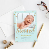 Enkel 'Blessed Birth' aankondiging - Blauw