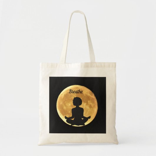 Enkel Breathe Moon Yoga Lotus Position Canvas tas (Voorkant)