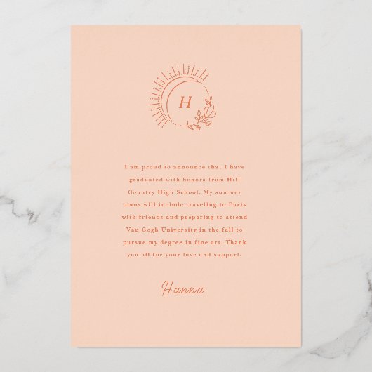 Enkel de aankondiging van het Roos Gold Afstudeerd (Achterkant)