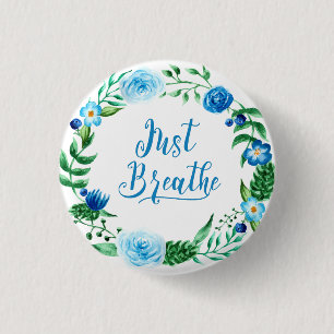 Enkel de Floral Blue Wreath Ronde Button 3,2 Cm