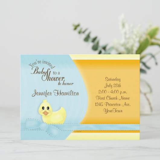 Enkel de Uitnodiging van het Baby shower Ducky (Staand voorkant)