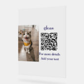 Enkel dier name details QR code add text foto Acryl Bord (Hoek)