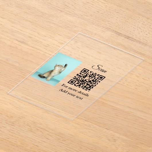 Enkel dier name details QR code add text foto Acryl Uitnodigingen (Laagn)
