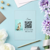 Enkel dier name details QR code add text foto Acryl Uitnodigingen (Insitu (Huwelijk))