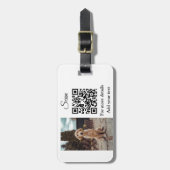 Enkel dier name details QR code add text foto Bagagelabel (Voorkant verticaal)