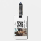 Enkel dier name details QR code add text foto Bagagelabel (Achterkant verticaal)