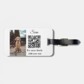 Enkel dier name details QR code add text foto Bagagelabel (Achterkant horizontaal)