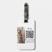 Enkel dier name details QR code add text foto Bagagelabel (Achterkant verticaal)