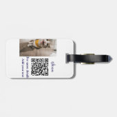 Enkel dier name details QR code add text foto Bagagelabel (Achterkant horizontaal)