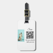 Enkel dier name details QR code add text foto Bagagelabel (Voorkant verticaal)