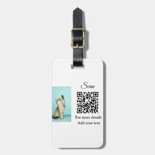 Enkel dier name details QR code add text foto Bagagelabel (Voorkant verticaal)