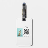 Enkel dier name details QR code add text foto Bagagelabel (Achterkant verticaal)