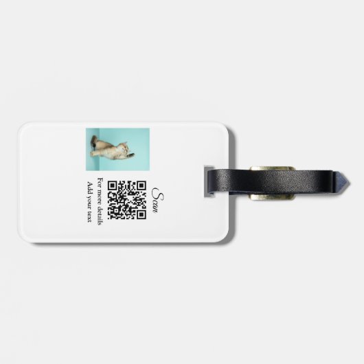 Enkel dier name details QR code add text foto Bagagelabel (Achterkant horizontaal)