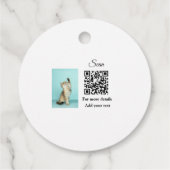 Enkel dier name details QR code add text foto Bedankjes Labels (Achterkant)