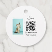 Enkel dier name details QR code add text foto Bedankjes Labels (Voorkant)