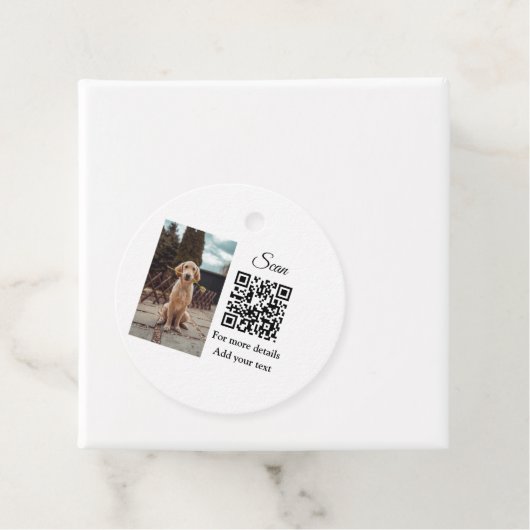 Enkel dier name details QR code add text foto Bedankjes Labels (In situ)