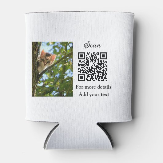 Enkel dier name details QR code add text foto Blikjeskoeler (Voorkant)