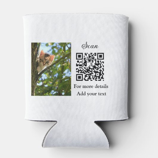 Enkel dier name details QR code add text foto Blikjeskoeler (Achterkant)