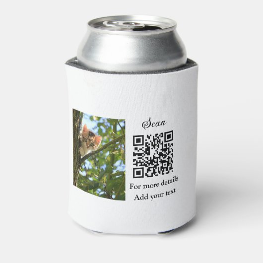 Enkel dier name details QR code add text foto Blikjeskoeler (Blikje Achterkant)