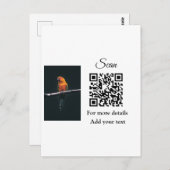 Enkel dier name details QR code add text foto Briefkaart (Voorkant / Achterkant)