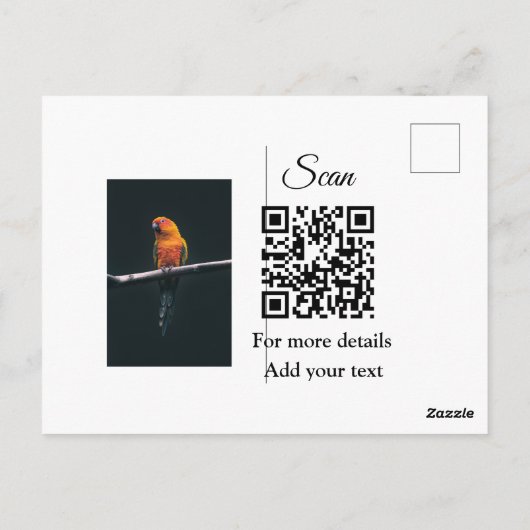 Enkel dier name details QR code add text foto Briefkaart (Achterkant)