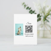 Enkel dier name details QR code add text foto Briefkaart (Staand voorkant)