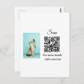 Enkel dier name details QR code add text foto Briefkaart (Voorkant / Achterkant)