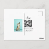 Enkel dier name details QR code add text foto Briefkaart (Achterkant)