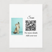 Enkel dier name details QR code add text foto Briefkaart (Voorkant)