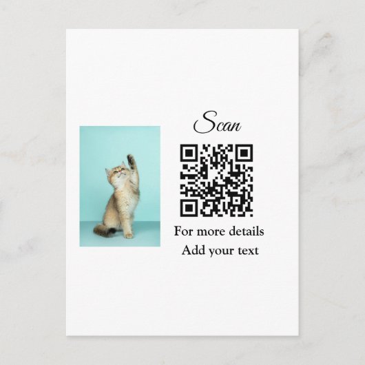 Enkel dier name details QR code add text foto Briefkaart (Voorkant)
