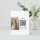 Enkel dier name details QR code add text foto Briefkaart (Staand voorkant)
