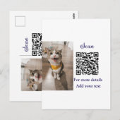 Enkel dier name details QR code add text foto Briefkaart (Voorkant / Achterkant)