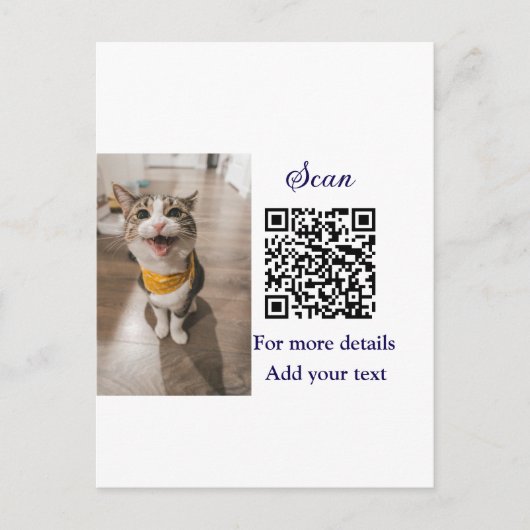 Enkel dier name details QR code add text foto Briefkaart (Voorkant)