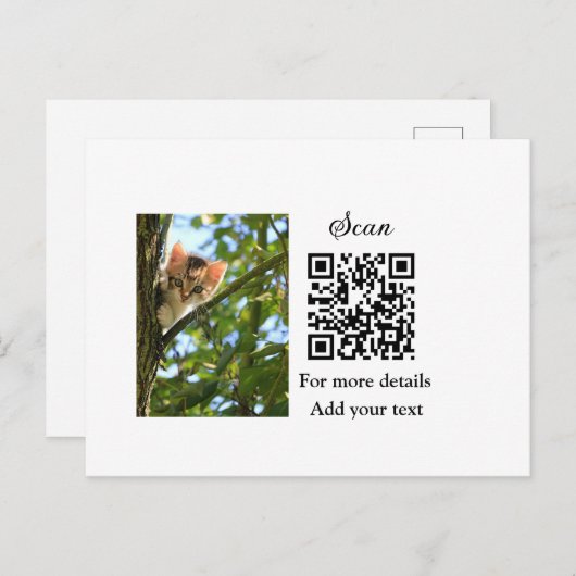 Enkel dier name details QR code add text foto Briefkaart (Voorkant / Achterkant)