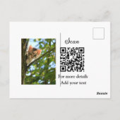 Enkel dier name details QR code add text foto Briefkaart (Achterkant)