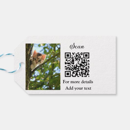 Enkel dier name details QR code add text foto Cadeaulabel (Achterkant Horizontaal)