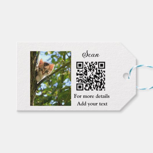 Enkel dier name details QR code add text foto Cadeaulabel (Voorkant (Horizontaal))