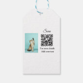 Enkel dier name details QR code add text foto Cadeaulabel (Achterkant)