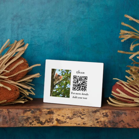 Enkel dier name details QR code add text foto Fotoplaat (Zijkant)
