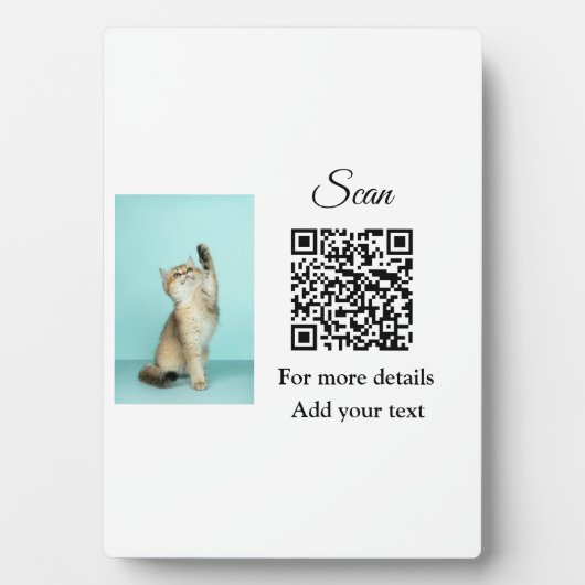 Enkel dier name details QR code add text foto Fotoplaat (voorkant)